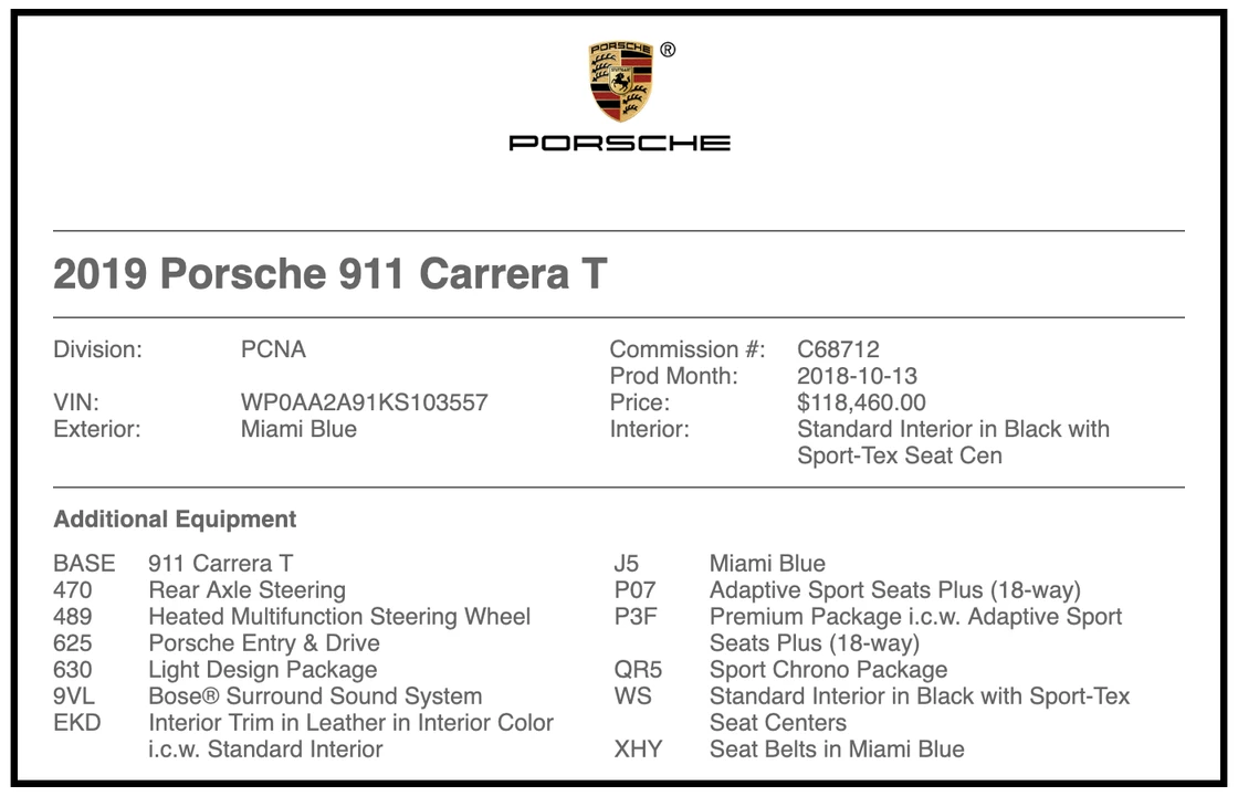2019 Porsche 991 Carrera T - Image 10 of 10