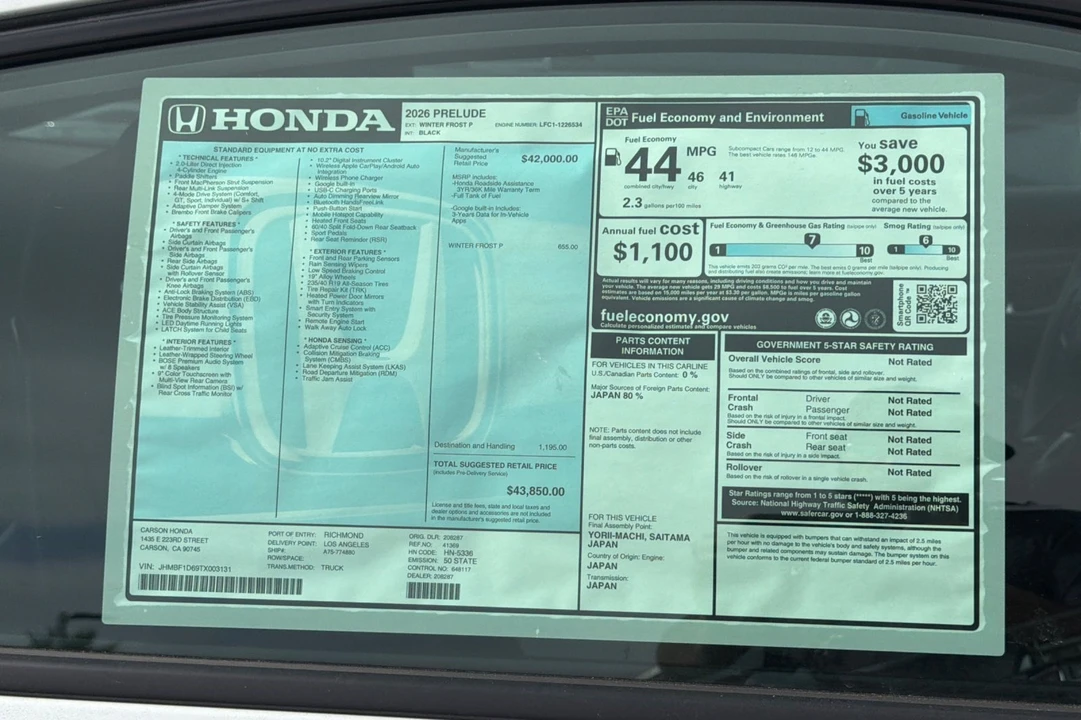 2026 Honda Prelude - Image 31 of 31