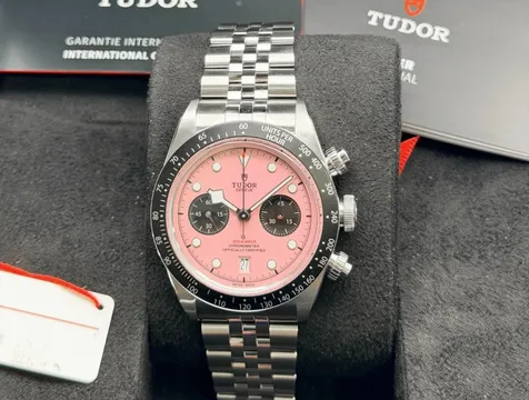 Tudor Black Bay Pink Flamingo Chronograph Watch Ref. 79360N Full Set
