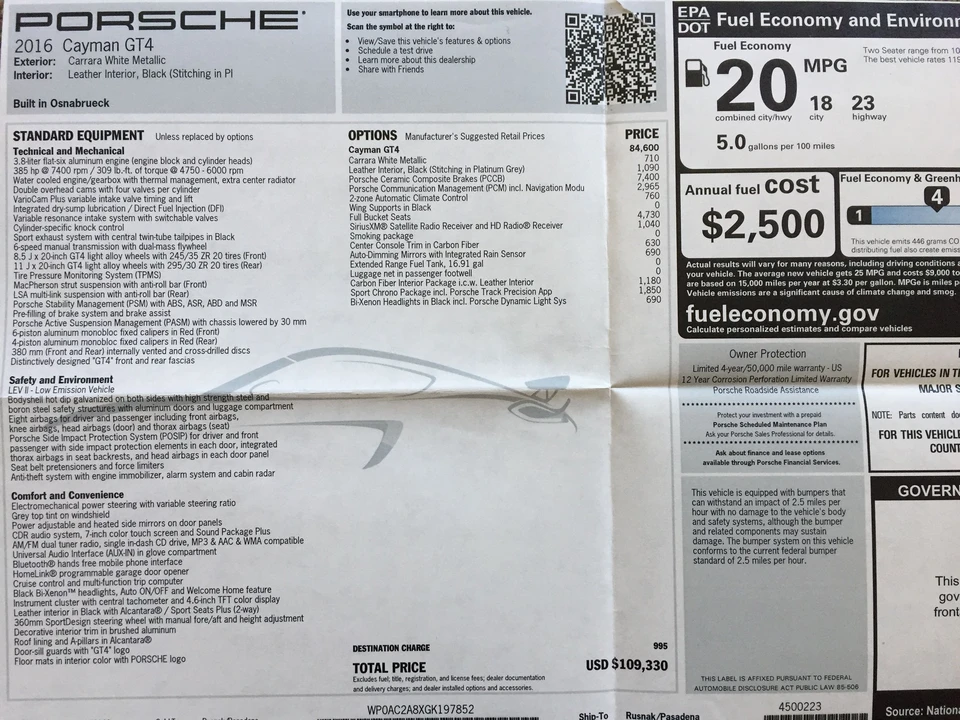 2016 Porsche 981 Cayman GT4 - Image 15 of 15