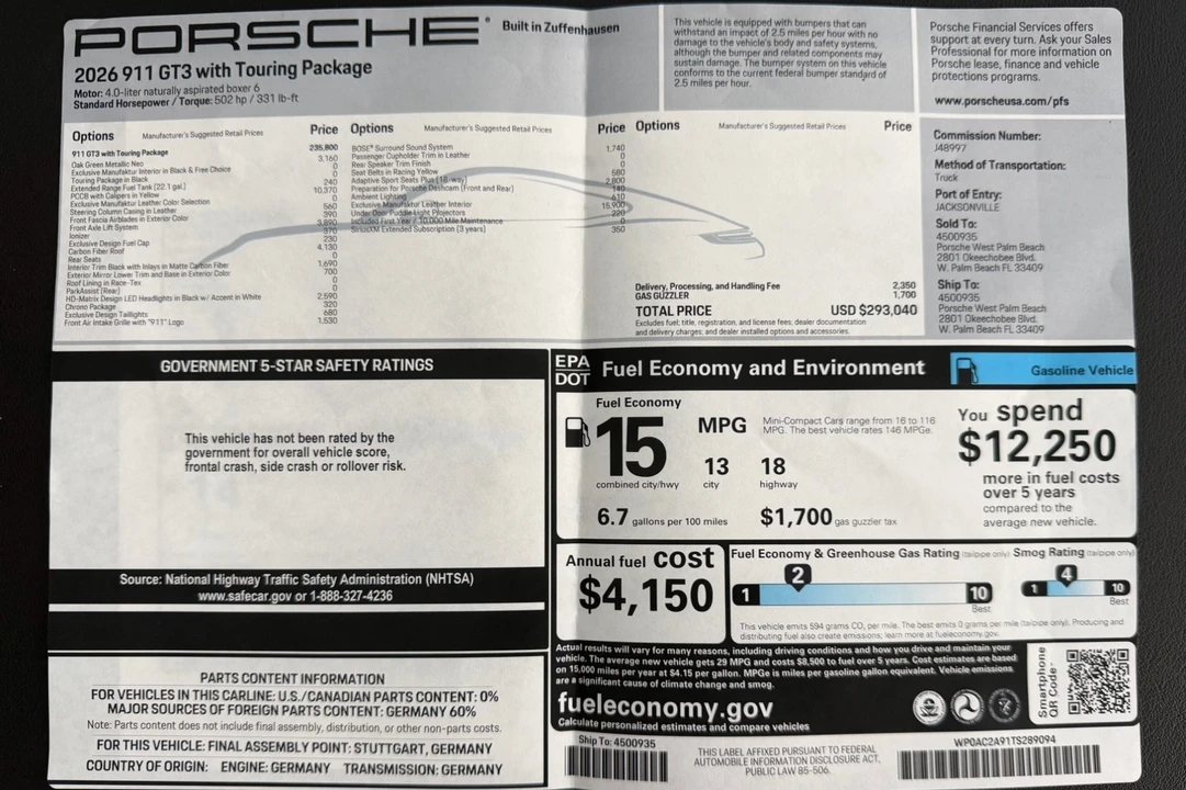 2026 Porsche 992 GT3 - Image 8 of 8