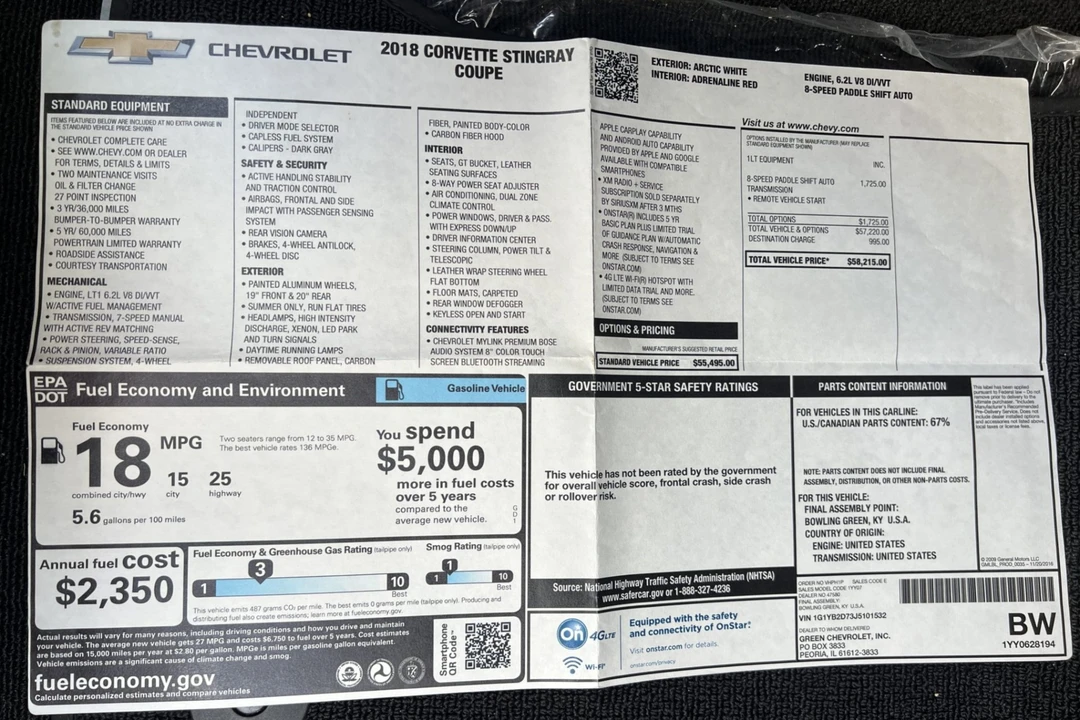 2018 Chevrolet Corvette C7 - Image 8 of 8