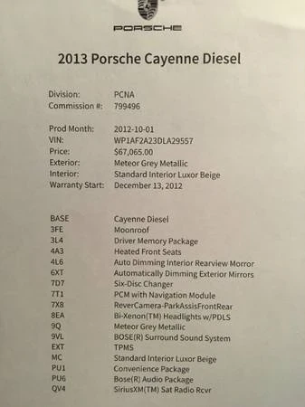 2013 Porsche 958 Cayenne Diesel - Image 2 of 21