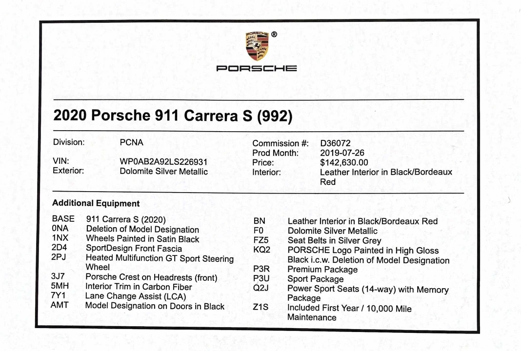 2020 Porsche 992 Carrera S - Image 6 of 6