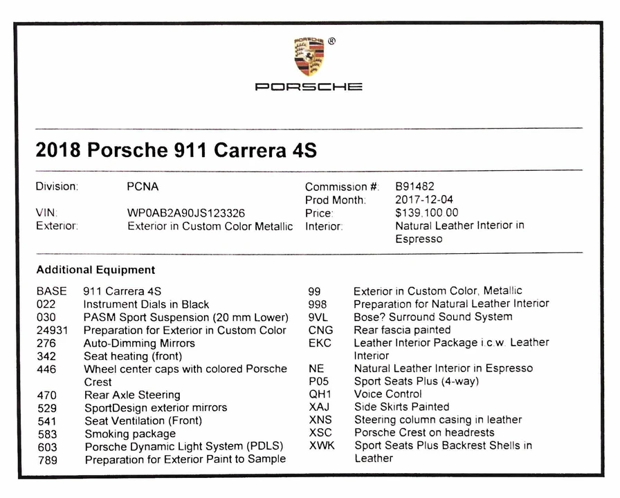 2018 Porsche 991 Carrera 4S - Image 22 of 22