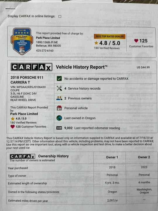 2018 Porsche 991 Carrera T - Image 17 of 20
