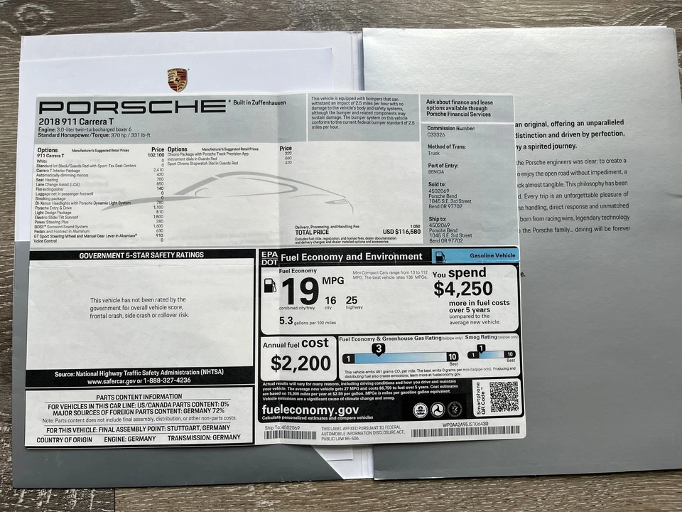 2018 Porsche 991 Carrera T - Image 15 of 20
