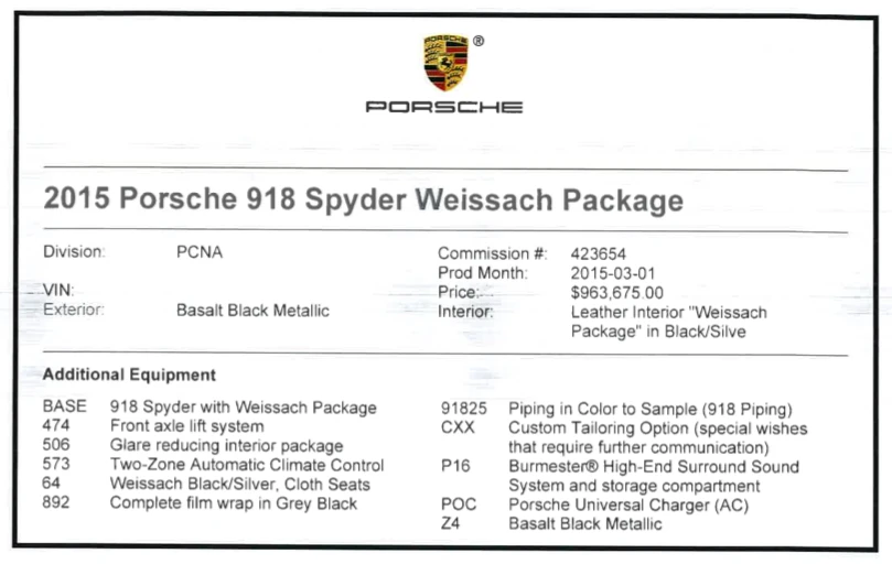 2015 Porsche 918 Spyder - Image 9 of 9