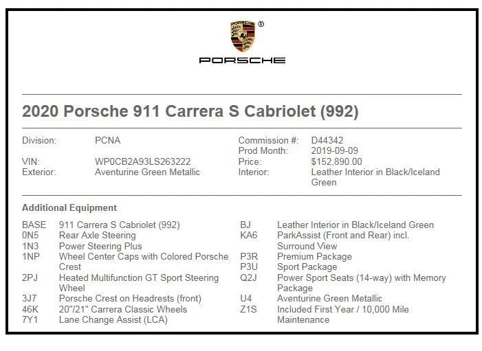 2020 Porsche 992 Carrera S - Image 2 of 5