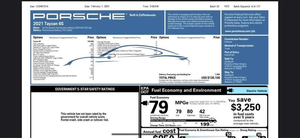 Porsche Taycan 4S - Image 2 of 2