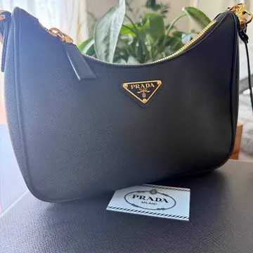 Prada Re-Edition Saffiano Leather Mini Bag - Black/Gold