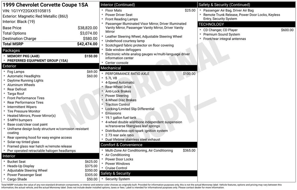 1999 Chevrolet Corvette C5 - Image 2 of 4