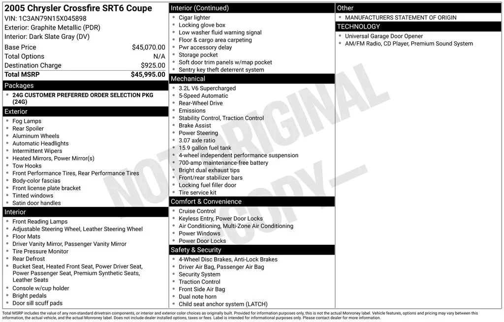 2005 Chrysler Crossfire - Image 22 of 22