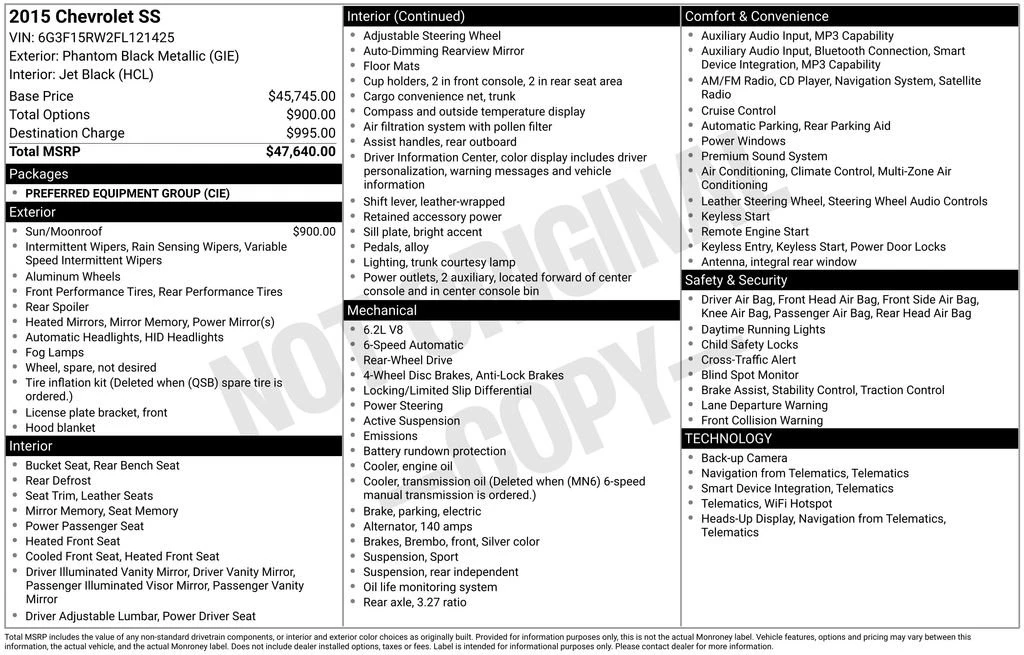 2015 Chevrolet SS - Image 3 of 4