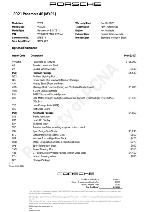 2021 Porsche 971 Panamera 4S - Image 3 of 24