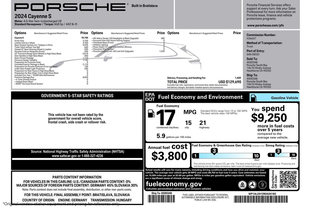 2024 Porsche 9Y0/9Y3 Cayenne S - Image 2 of 2