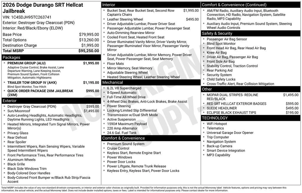 2026 Dodge Durango SRT Hellcat 3rd Gen - Image 2 of 28
