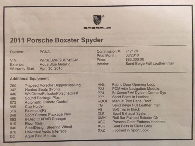 2011 Porsche 987 Boxster Spyder - Image 4 of 7