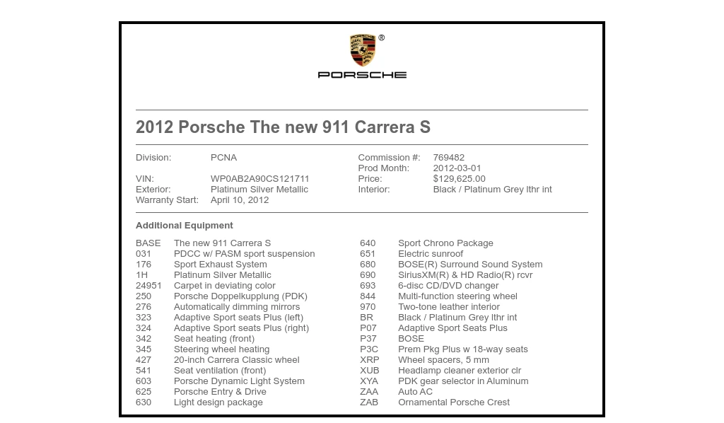 2012 Porsche 991 Carrera S - Image 5 of 5