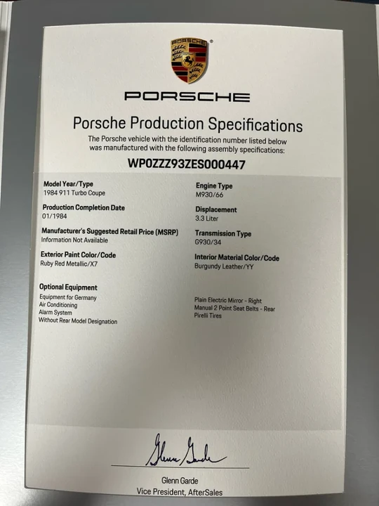 1984 Porsche 930 Turbo - Image 19 of 19