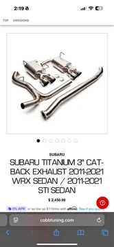 Subaru Titanium 3" Cat-Back Exhaust 2011-2021 WRX/STI Sedan