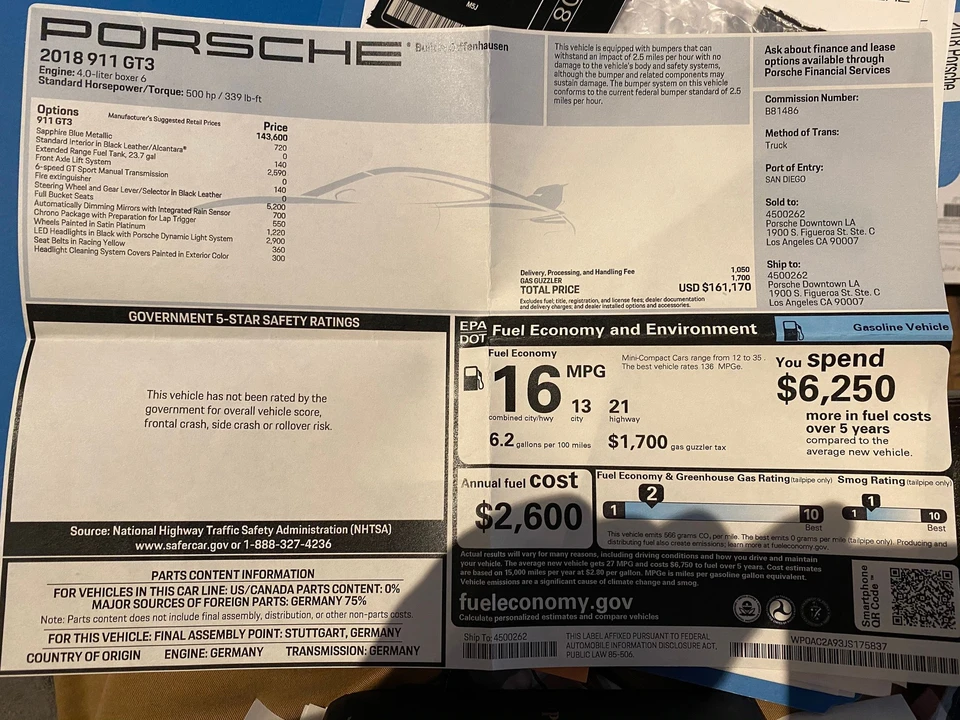 2018 Porsche 991 GT3 - Image 6 of 6