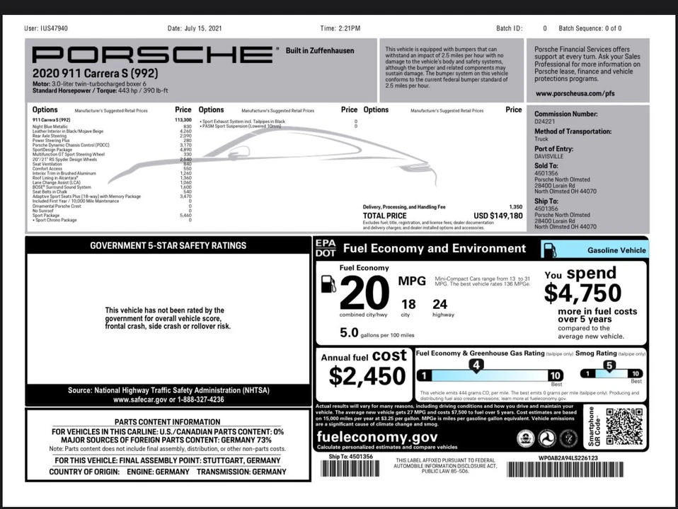 2020 Porsche 911 - Image 3 of 5