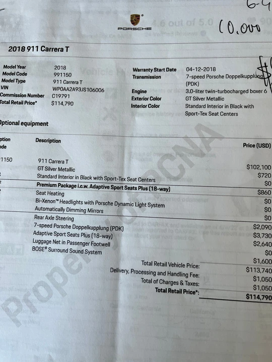 2018 Porsche 991 Carrera T - Image 7 of 9