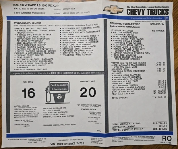 2000 Chevrolet Silverado 1st Gen - Image 8 of 8