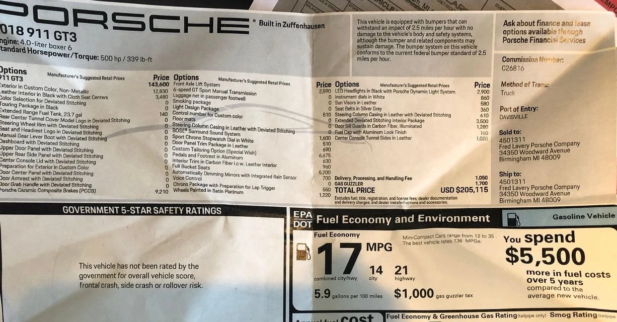 2018 Porsche 991 GT3 - Image 3 of 3