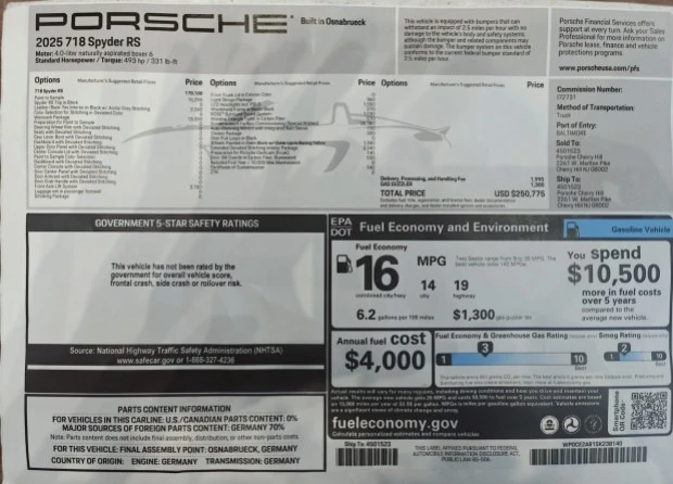 2025 Porsche 718 Boxster Spyder RS - Image 9 of 9