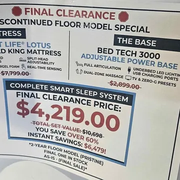 Lotus Smart Life Split-Head King Mattress + Bed Tech 3000 Adjustable Base