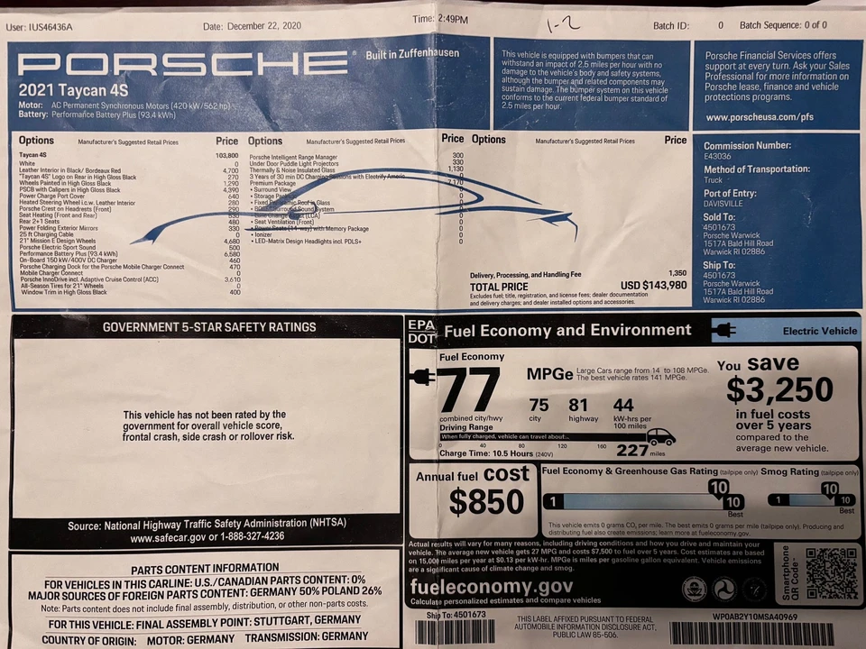 2021 Porsche Taycan 4S - Image 3 of 31