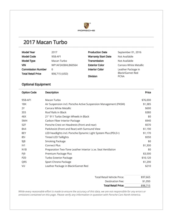 2017 Porsche Macan Turbo - Image 3 of 20