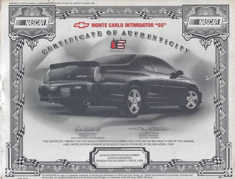 2004 Chevrolet Monte Carlo SS Dale Earnhardt Intimidator Edition
