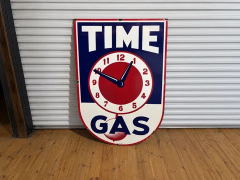 Time Gas Style Porcelain Sign