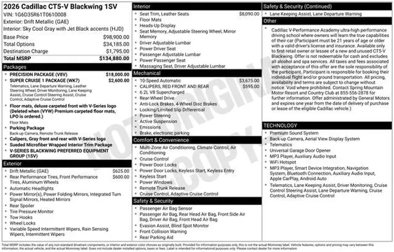 2026 Cadillac CT5-V V-Series Blackwing