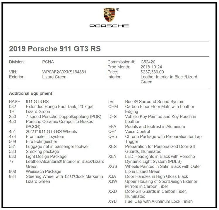 2019 Porsche 991 GT3 RS - Image 20 of 20