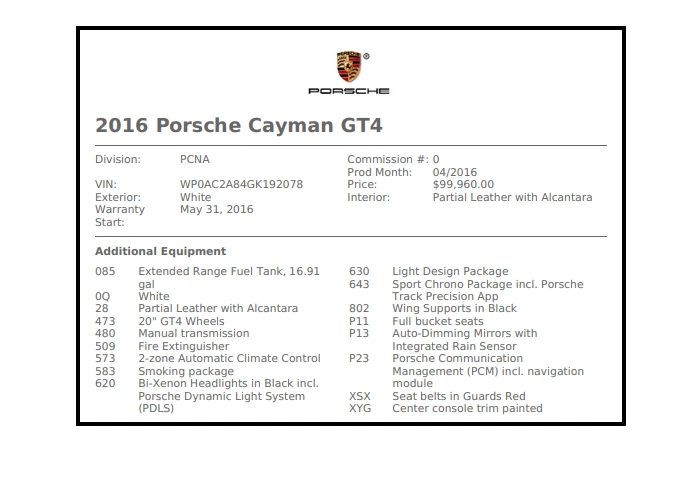2016 Porsche 981 Cayman GT4 - Image 2 of 7